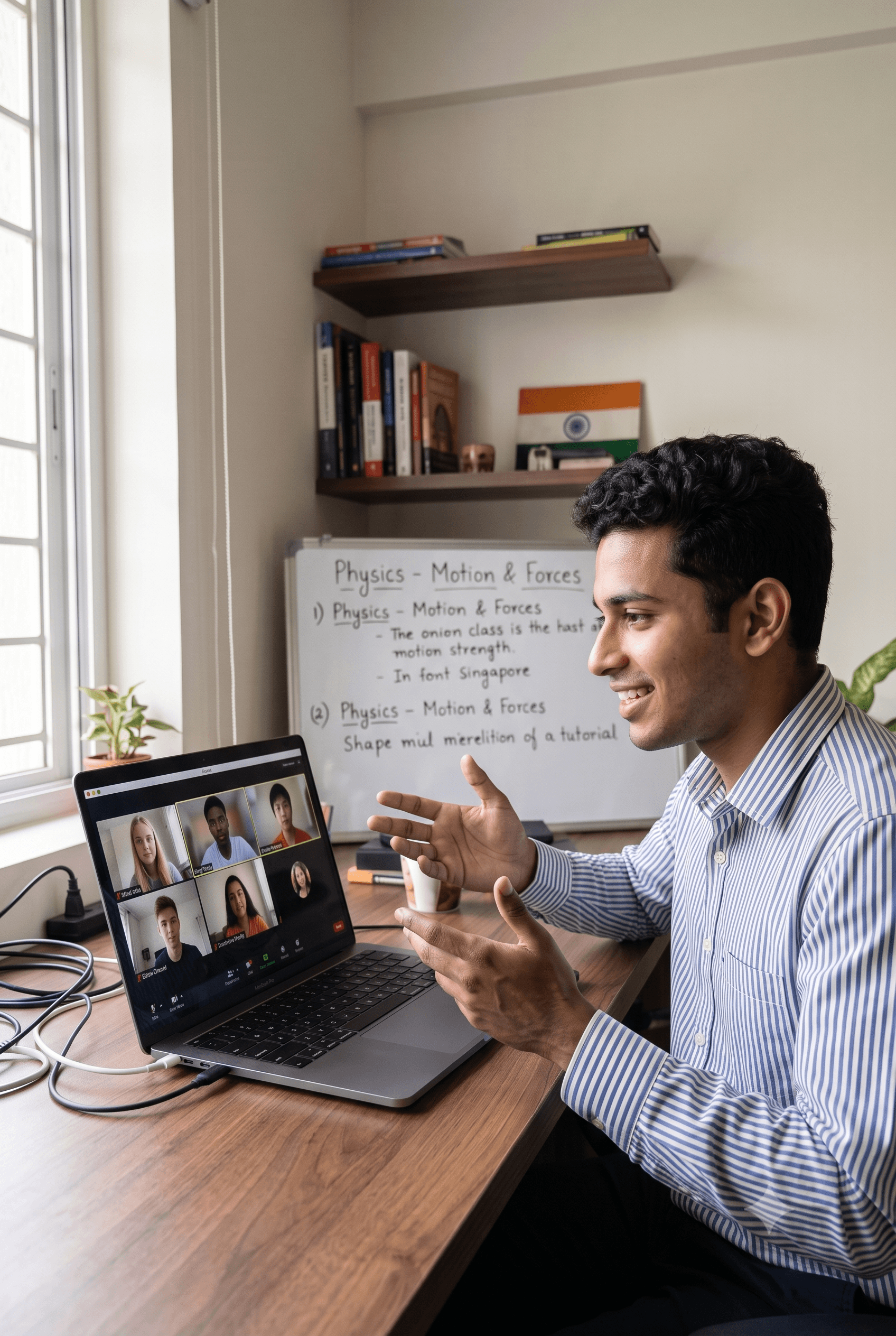 Online tutor teaching a student